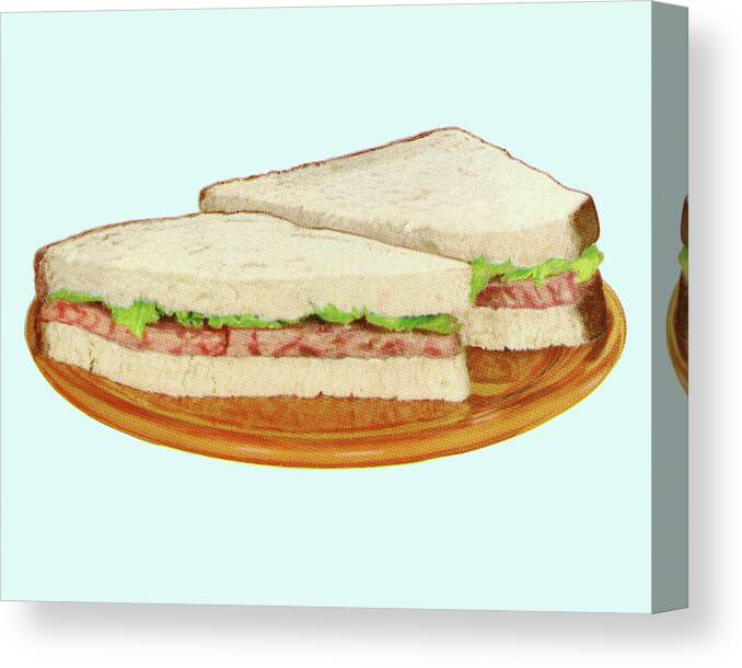 Baked Goods Canvas Print featuring the drawing Sandwich by CSA Images
