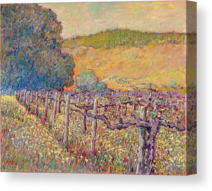 Landscape Canvas Print featuring the painting Sangiovese In The Mustard by Tom Pittard