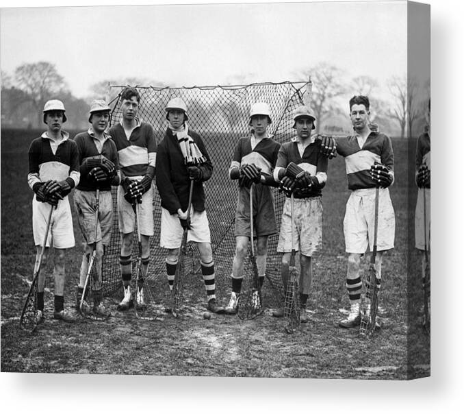 Education Canvas Print featuring the photograph School Lacrosse by Fox Photos