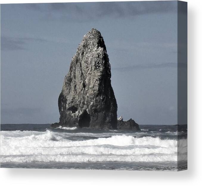- Screaming Rock - Cannon Beach Canvas Print featuring the photograph - Screaming Rock - Cannon Beach, Oregon by THERESA Nye