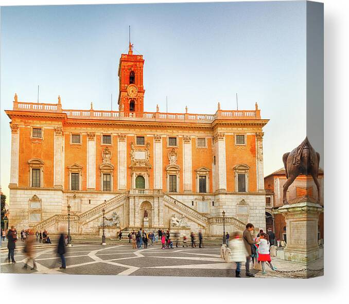 Italy Canvas Print featuring the photograph Senatorial palace and bell tower by Vivida Photo PC