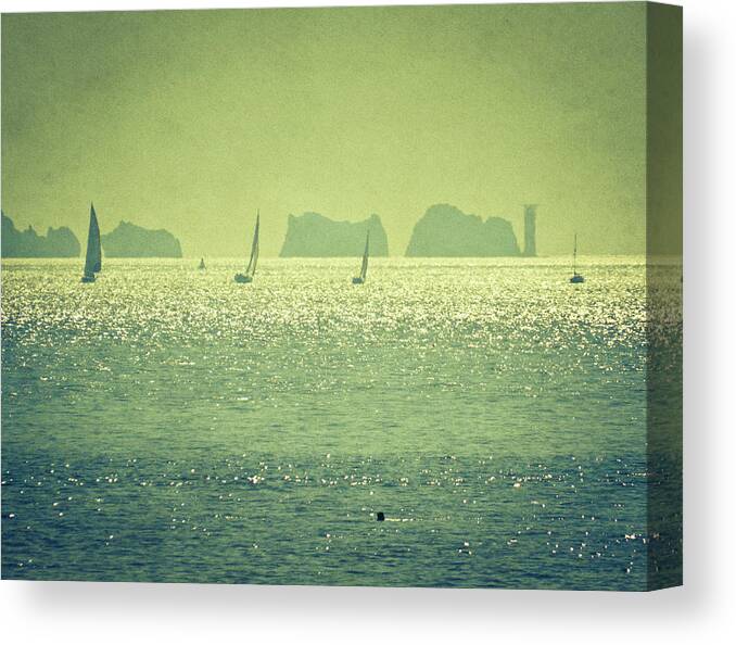Sailboat Canvas Print featuring the photograph Shimmering Needles by S0ulsurfing - Jason Swain