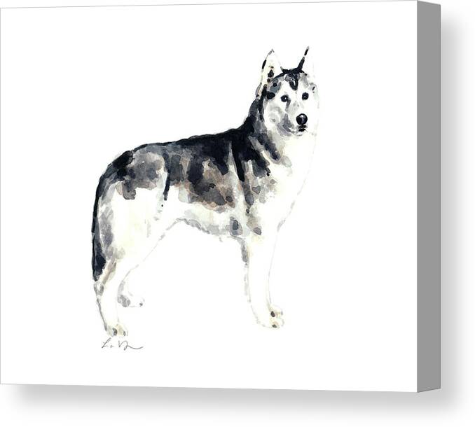 Siberian Husky Canvas Print featuring the painting Siberian Husky Dog by Laura Row