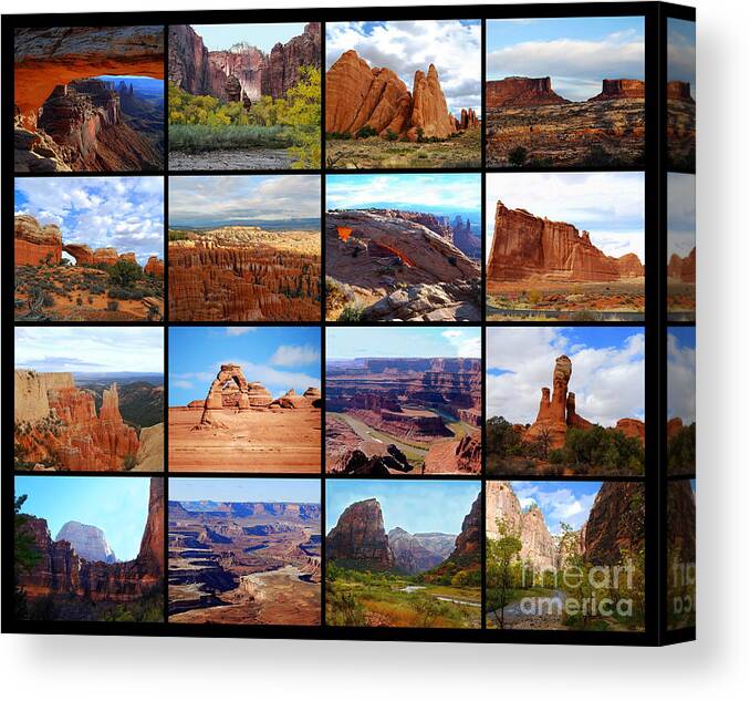 Utah Canvas Print featuring the photograph Sixteen Utah Icons Collage by Catherine Sherman