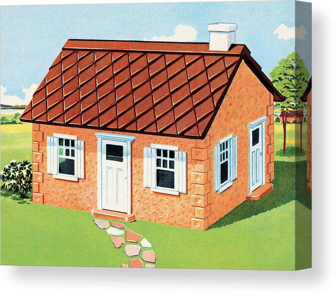 Architecture Canvas Print featuring the drawing Smal Orange House by CSA Images