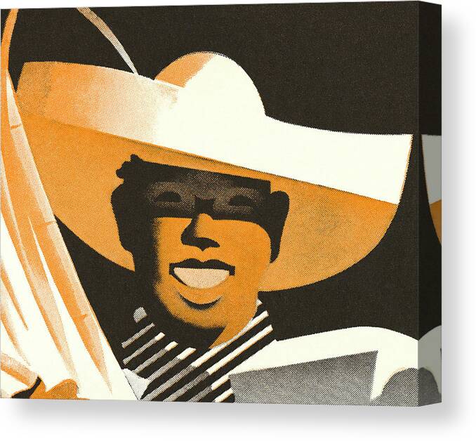Accessories Canvas Print featuring the drawing Smiling Man Wearing a Hat by CSA Images