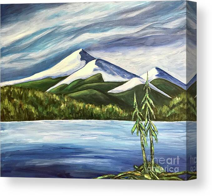 Acrylic Canvas Print featuring the painting Snow Caps by Christine Chin-Fook