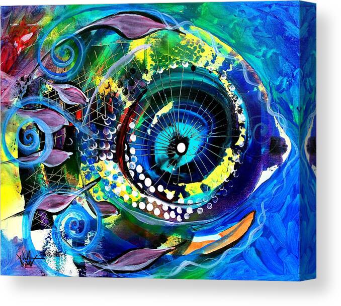 Fish Canvas Print featuring the painting Sonata Toward Blue by J Vincent Scarpace