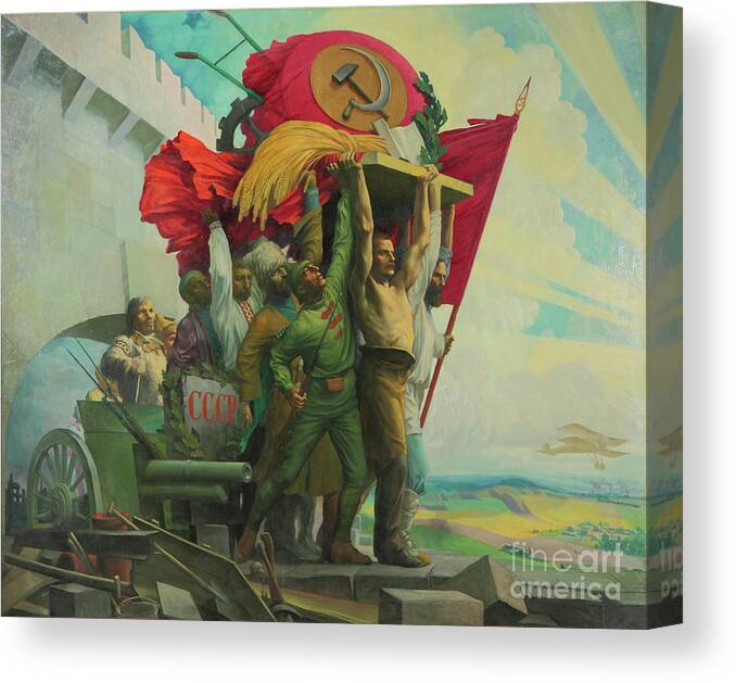 Oil Painting Canvas Print featuring the drawing Soviet Union - Friendship Of Peoples by Heritage Images