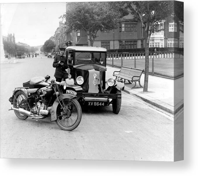 1930-1939 Canvas Print featuring the photograph Speed Cop by Fox Photos