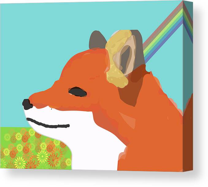 Fox Canvas Print featuring the digital art Spring Fox by Caroline Elgin