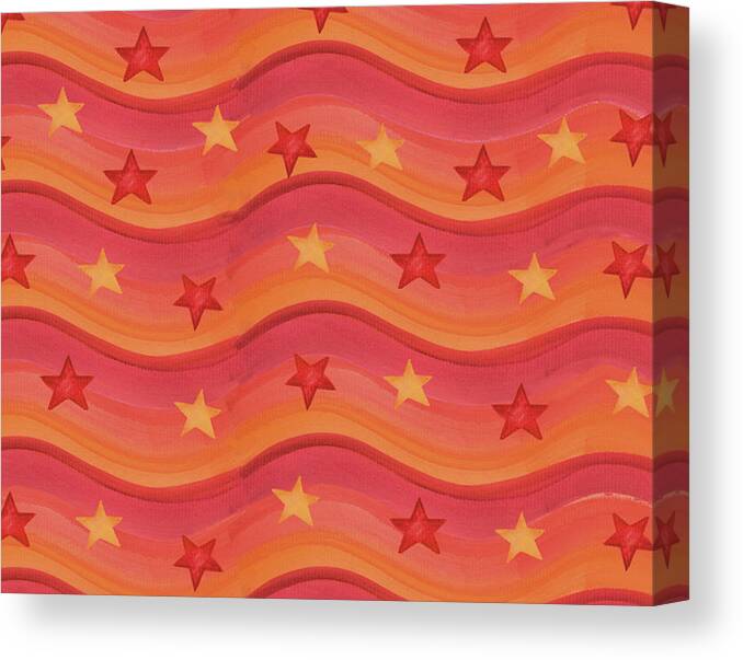 Stars And Wavy Stripes Canvas Print featuring the painting Star Colors by Maria Trad