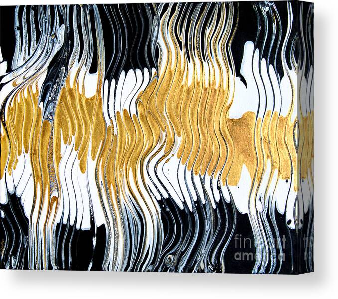 Striking Musical Dramatic Compelling Sensual Golden Simple Graphics Flowing Canvas Print featuring the painting Strange Keyboard 5105 by Priscilla Batzell Expressionist Art Studio Gallery