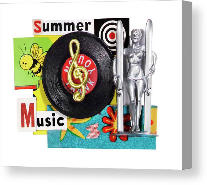 Adult Canvas Print featuring the drawing Summer Music Collage by CSA Images