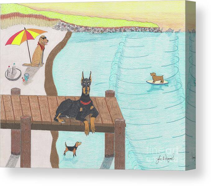 Summer Canvas Print featuring the drawing Summertime Fun by John Wiegand