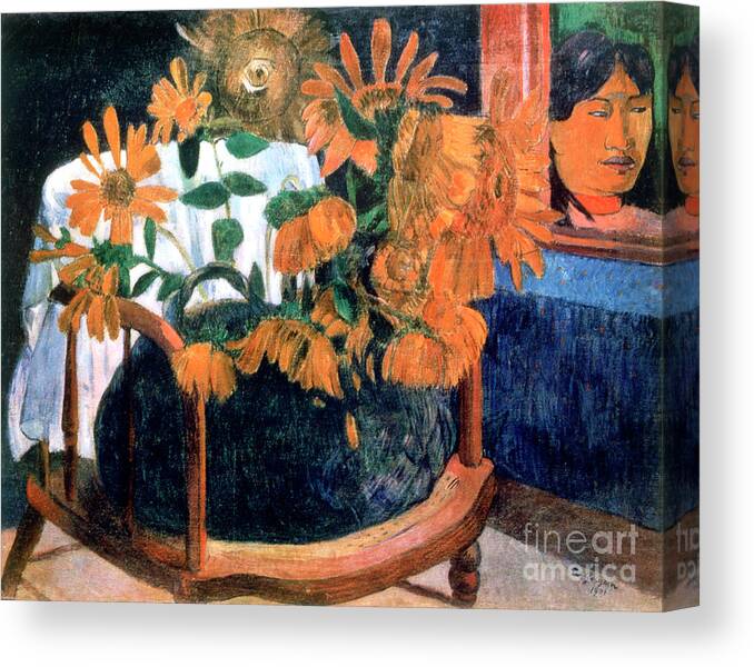 Paul Gauguin Canvas Print featuring the drawing Sunflowers, 1901. Artist Paul Gauguin by Print Collector
