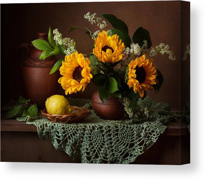 Flowers Canvas Print featuring the photograph Sunflowers by Alina Lankina