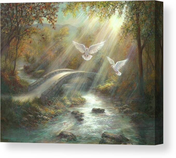 Dove Canvas Print featuring the painting Sunlight Kisses by Lynne Pittard