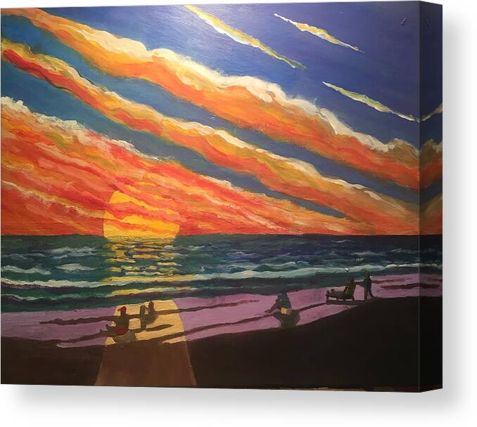 Florida Canvas Print featuring the painting Sunset on Anna Maria Island by Mike King