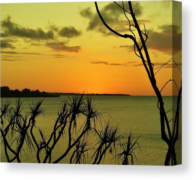 Water View Canvas Print featuring the photograph Sunset Yellow by Joan Stratton