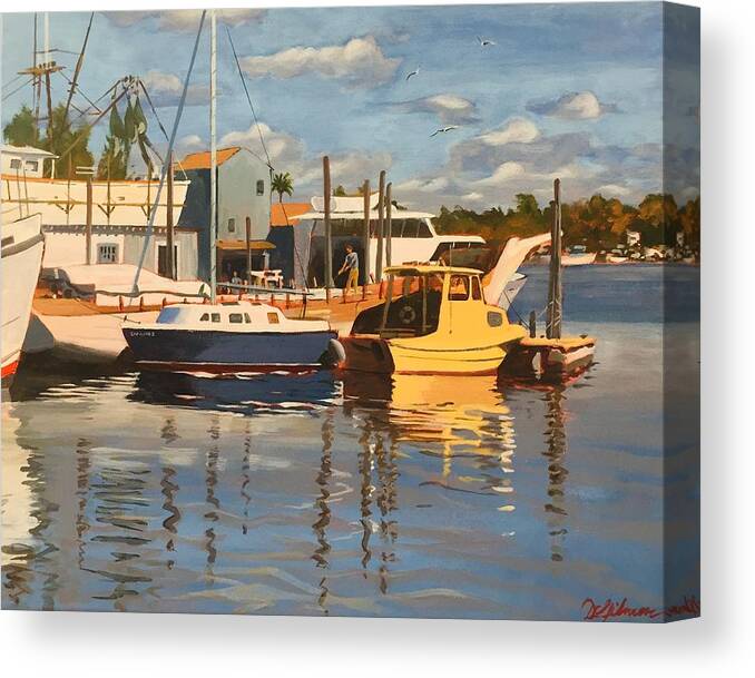 Florida Canvas Print featuring the painting Tarpon Springs Harbour by David Gilmore