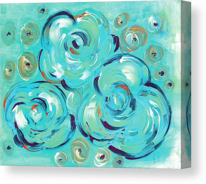 Teal Roses Canvas Print featuring the painting Teal Roses by Summer Tali Hilty