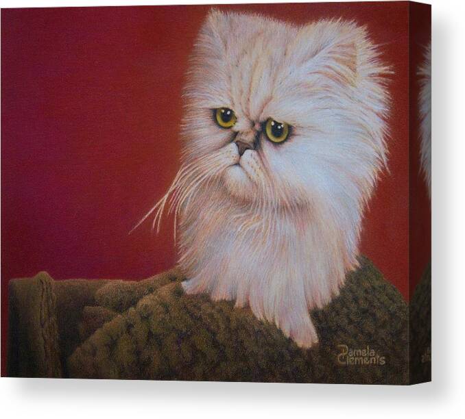 Cat Canvas Print featuring the drawing Tempest in a Teacup by Pamela Clements
