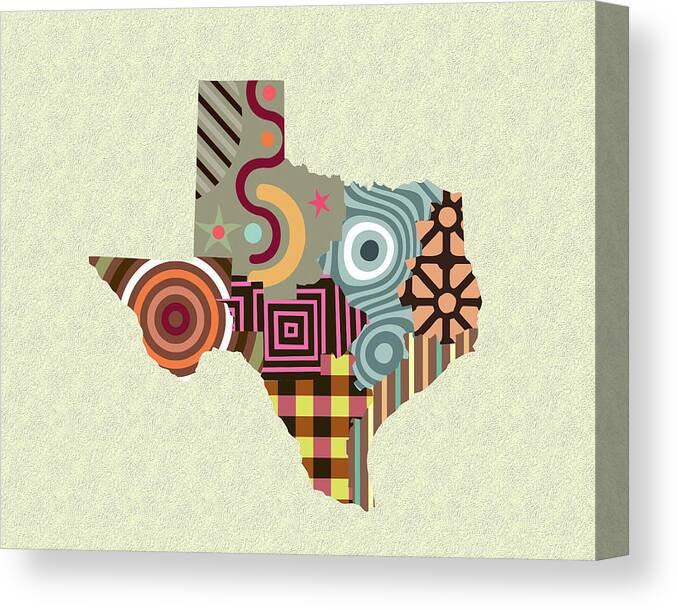 Texas State Map Canvas Print featuring the digital art Texas State Map by Lanre Adefioye