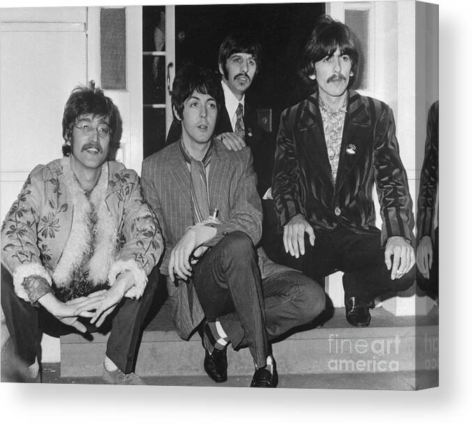 Rock Music Canvas Print featuring the photograph The Beatles At Brian Epsteins Home by Bettmann