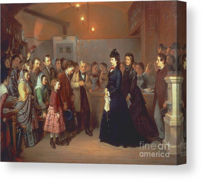 Oil Painting Canvas Print featuring the drawing The Empress Elisabeth Of Austria Visits by Heritage Images