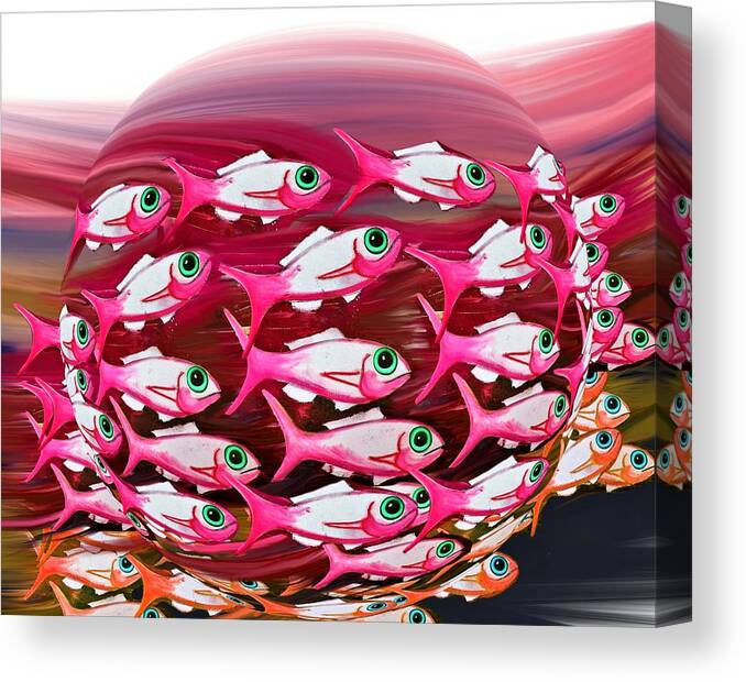 Modern Abstract Canvas Print featuring the painting The Fish Eye View by Joan Stratton