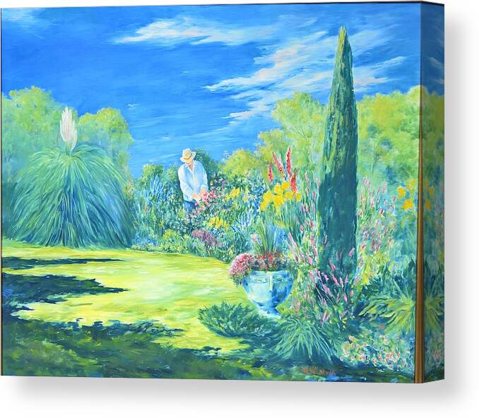 Morning Canvas Print featuring the painting The Gardener by ML McCormick