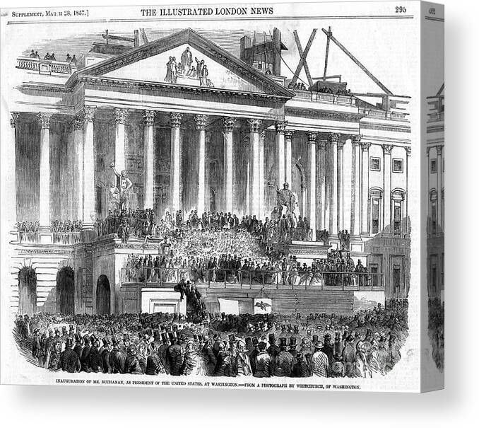 Engraving Canvas Print featuring the drawing The Inauguration Of James Buchanan by Print Collector