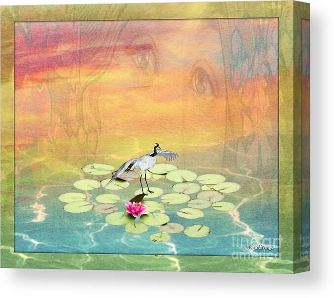  Canvas Print featuring the digital art The Lily Pond Mirrored by Gena Livings