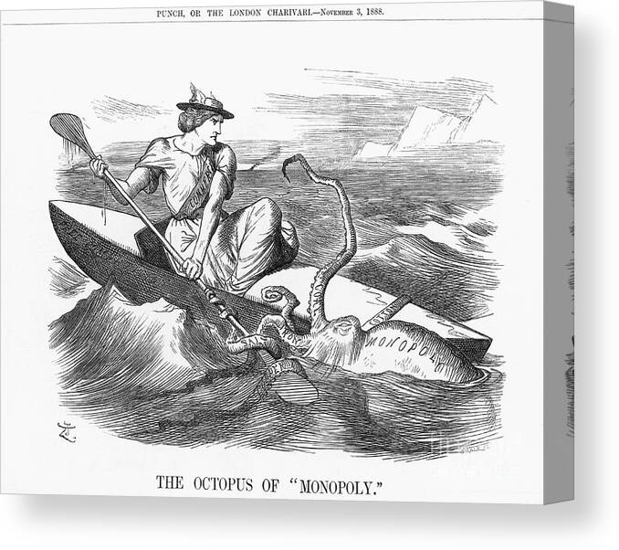 Engraving Canvas Print featuring the drawing The Octopus Of Monopoly, 1888. Artist by Print Collector