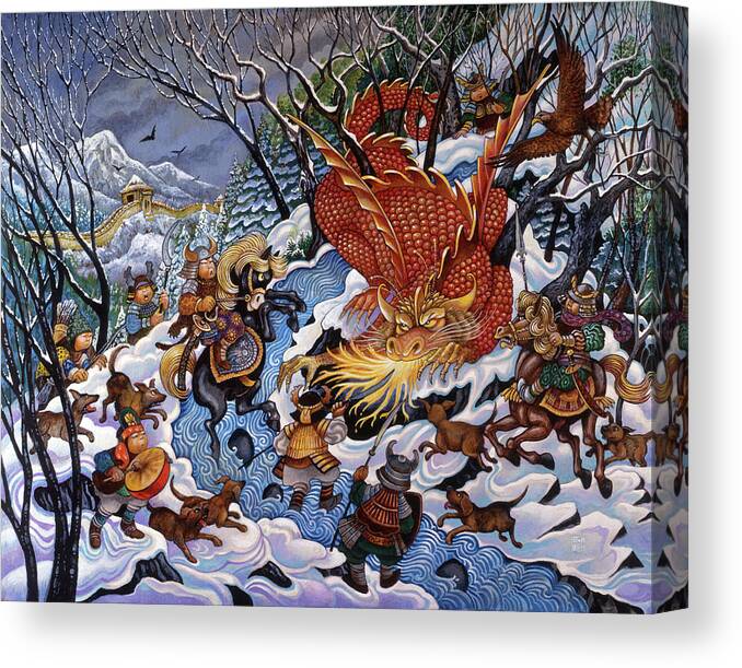 The Red Dragon Canvas Print featuring the painting The Red Dragon by Bill Bell