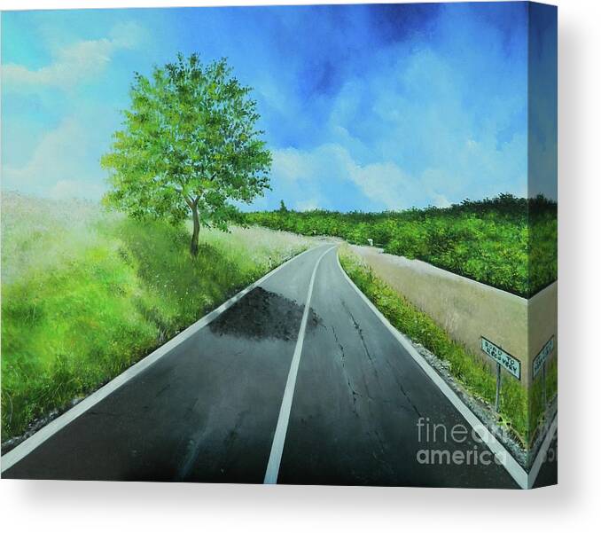 Tropical Landscape Canvas Print featuring the painting The Road To Recovery 1 by Kenneth Harris