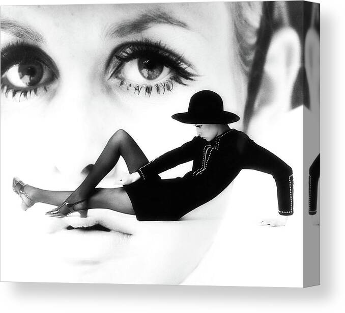1960's Canvas Print featuring the photograph Twiggy Swinging 60's - Pop Art by Andrea Kollo
