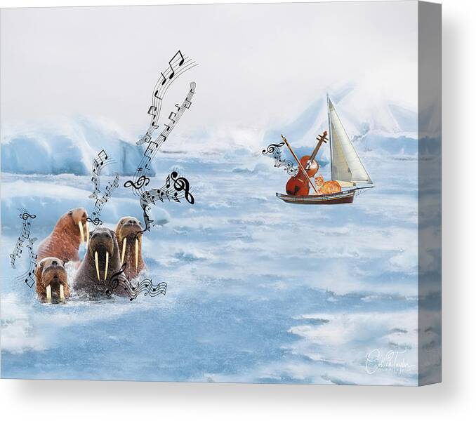 Walrus Canvas Print featuring the mixed media The Walrus Choir by Colleen Taylor