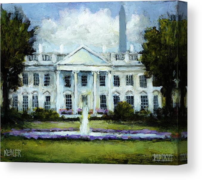 The White House Canvas Print featuring the painting The White House by Daniel Patrick Kessler