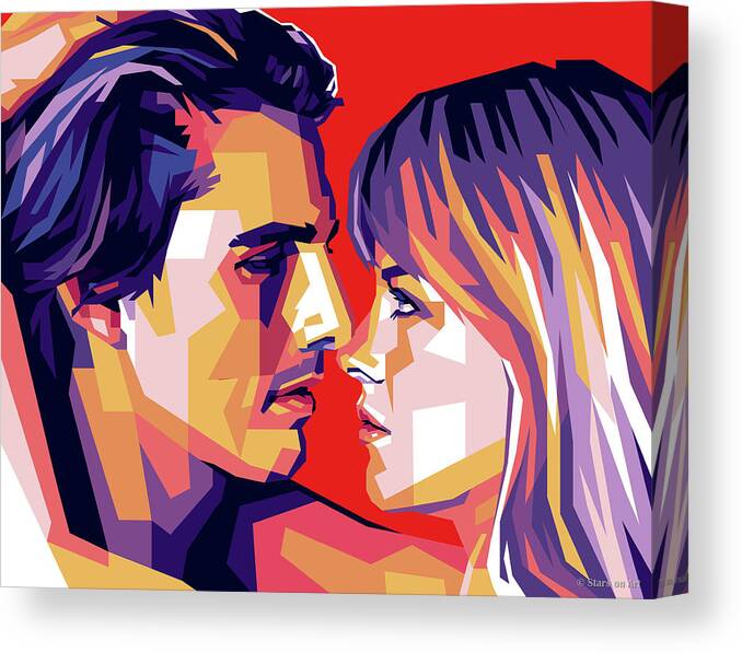 Bio Canvas Print featuring the digital art Tom Cruise and Nicole Kidman -b1 by Movie World Posters