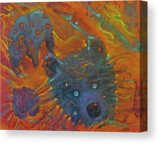 Bears Canvas Print featuring the painting Tres Osos by Sherry Strong