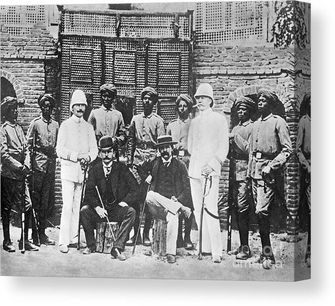 People Canvas Print featuring the photograph Troop Recruits Posing With German by Bettmann