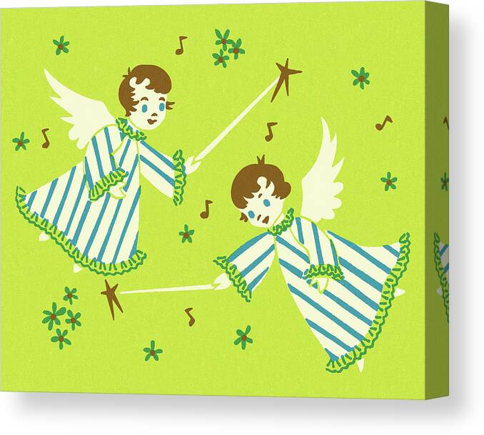 Angel Canvas Print featuring the drawing Two Angels by CSA Images