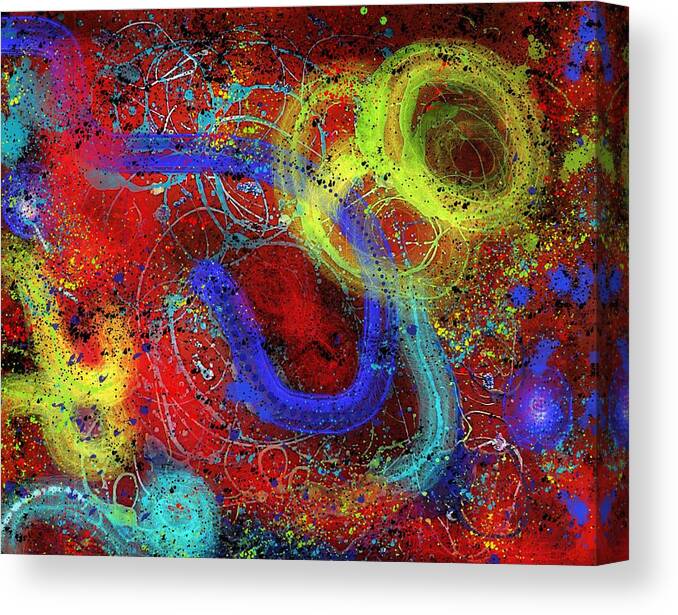 Modern Abstract Art Canvas Print featuring the painting Under The Sea Digital Addition2 by Joan Stratton