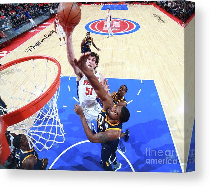 Nba Pro Basketball Canvas Print featuring the photograph Utah Jazz V Detroit Pistons by Brian Sevald