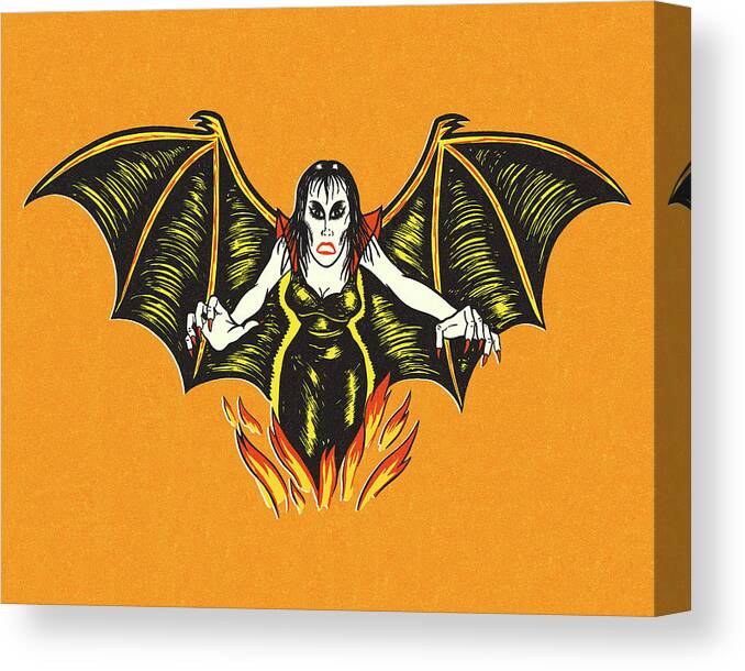 Afraid Canvas Print featuring the drawing Vampire Woman by CSA Images