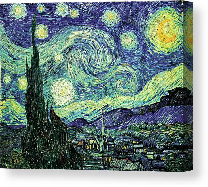 Van Gogh-starry Night Canvas Print featuring the mixed media Van Gogh-starry Night by Portfolio Arts Group