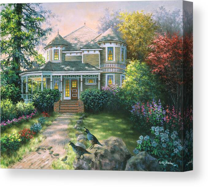 Victorian Interlude Canvas Print featuring the painting Victorian Interlude by Nicky Boehme