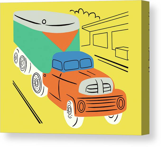 Campy Canvas Print featuring the drawing Vintage Commercial Truck by CSA Images